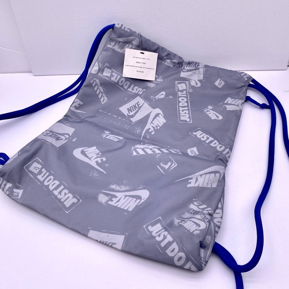 Nike Blue and Gray Drawstring Backpack - Picture 5 of 9